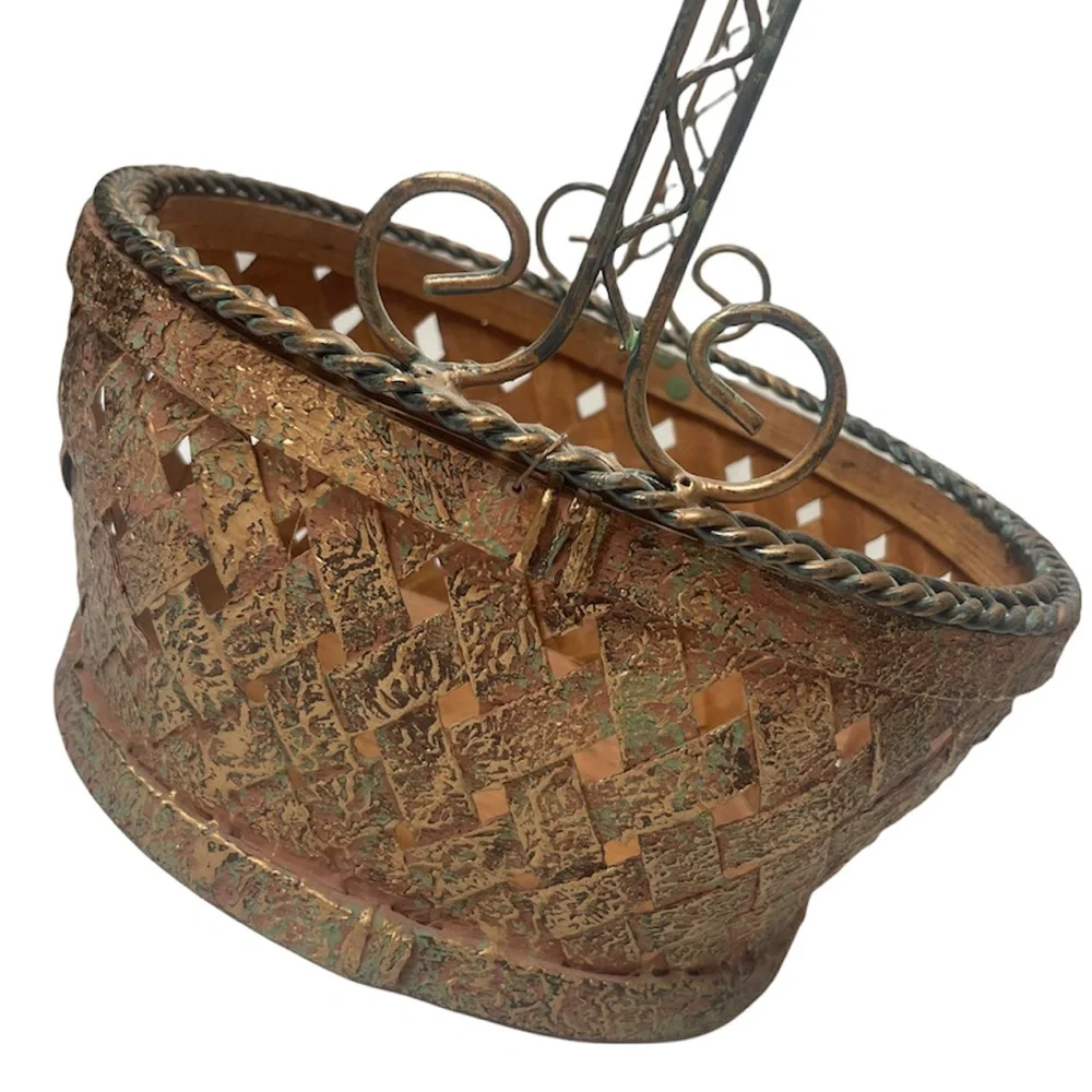 Vintage Decorative Gold Accented Woven Baskets Vintage Basket Lot Bundle